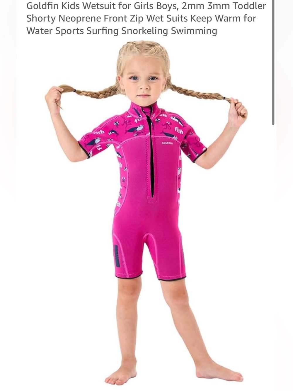 Kids' Pink Ocean Print One-Piece Swim Suit